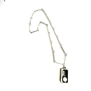 Guy Vidal 1970’s Brutalist Pewter & Silver Gilt Abstract Pendant